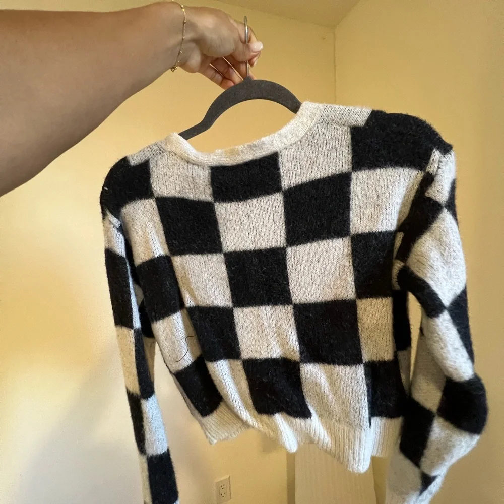 Checkered Black and White Cardigan - Picture 2 of 4